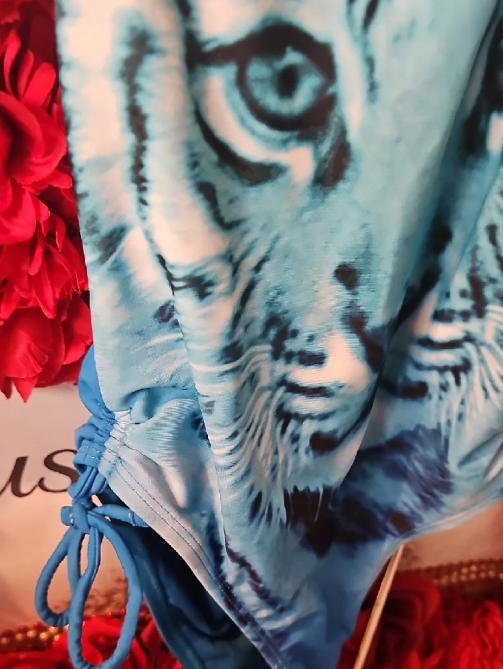 Justice NWOT Girls Bright Blue Tiger One Piece Swimsuit Size 8